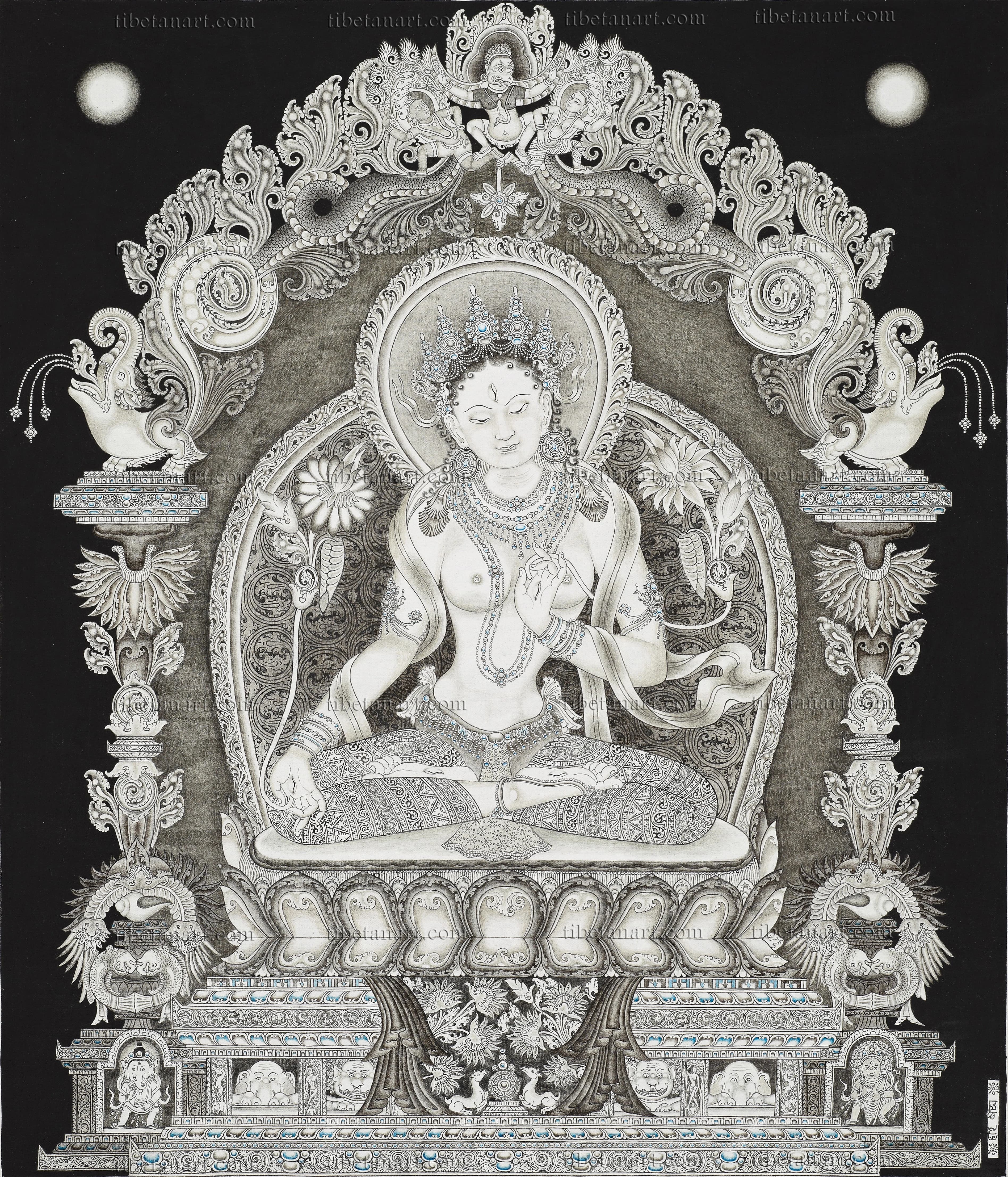 B/W White Saptalocana Tara
