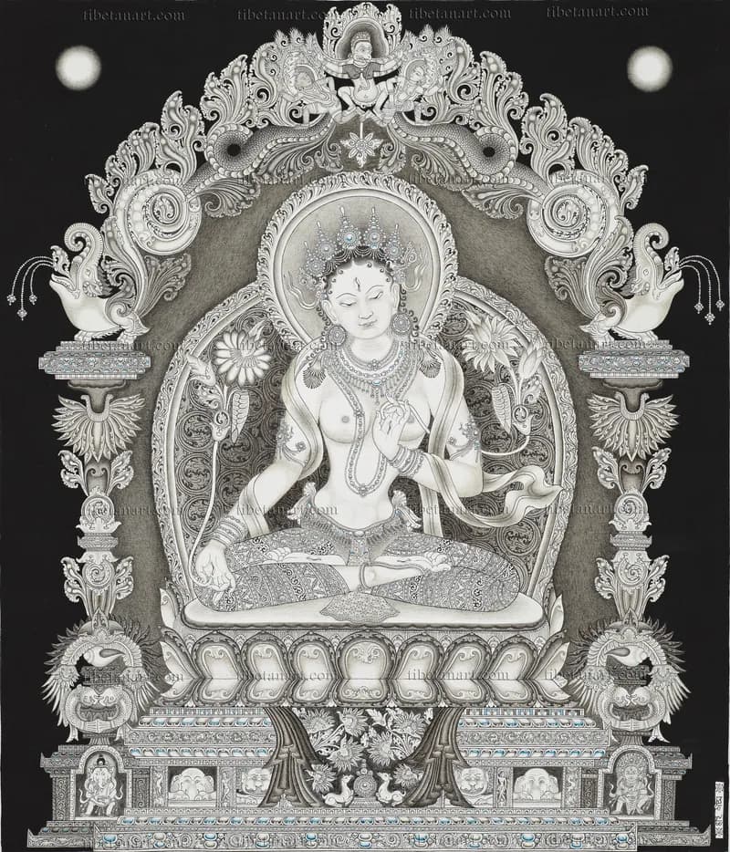 B/W White Saptalocana Tara