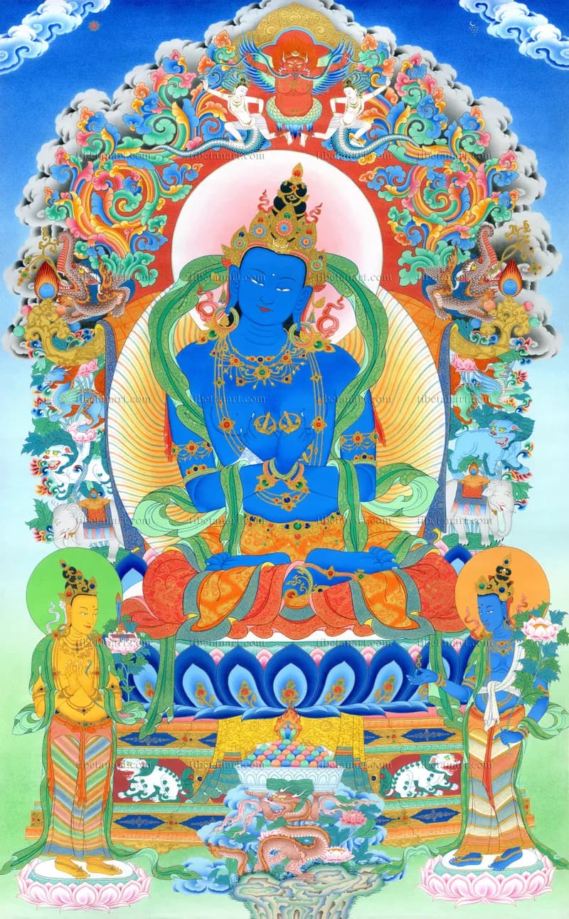 Vajradhara with Manjushri and Vajrapani