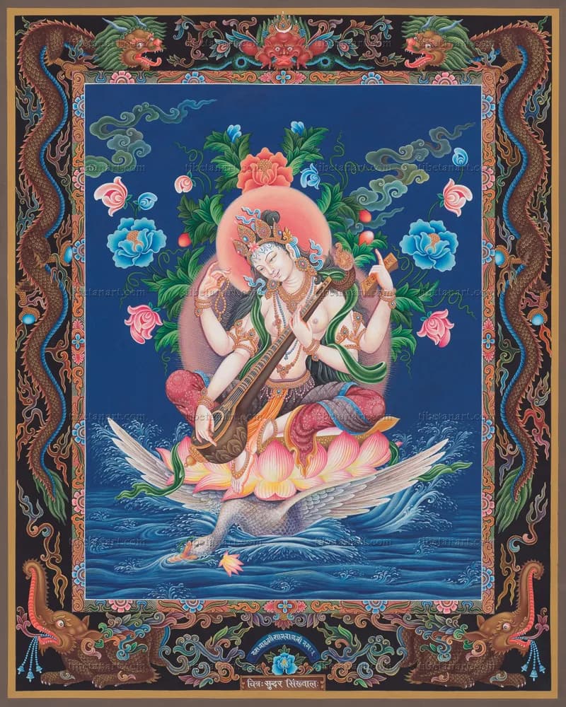 Swan-mounted Sarasvati