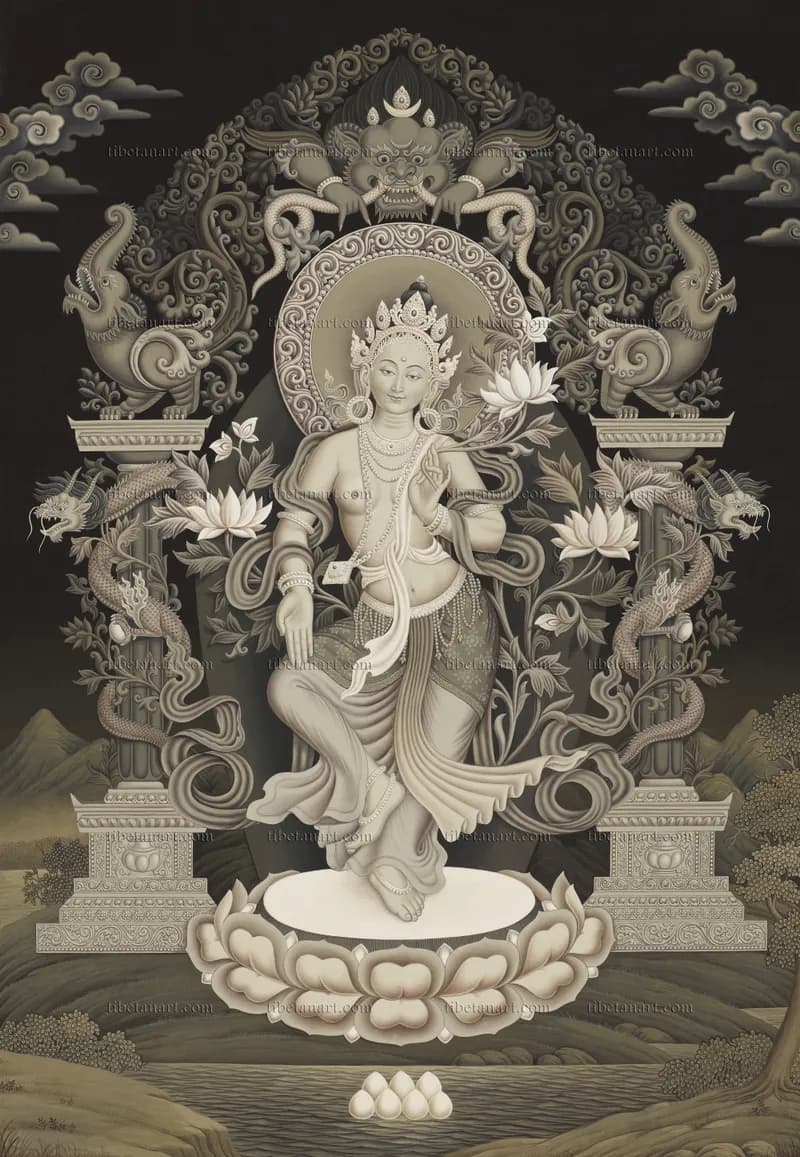 Dancing Green Tara (Sepia)