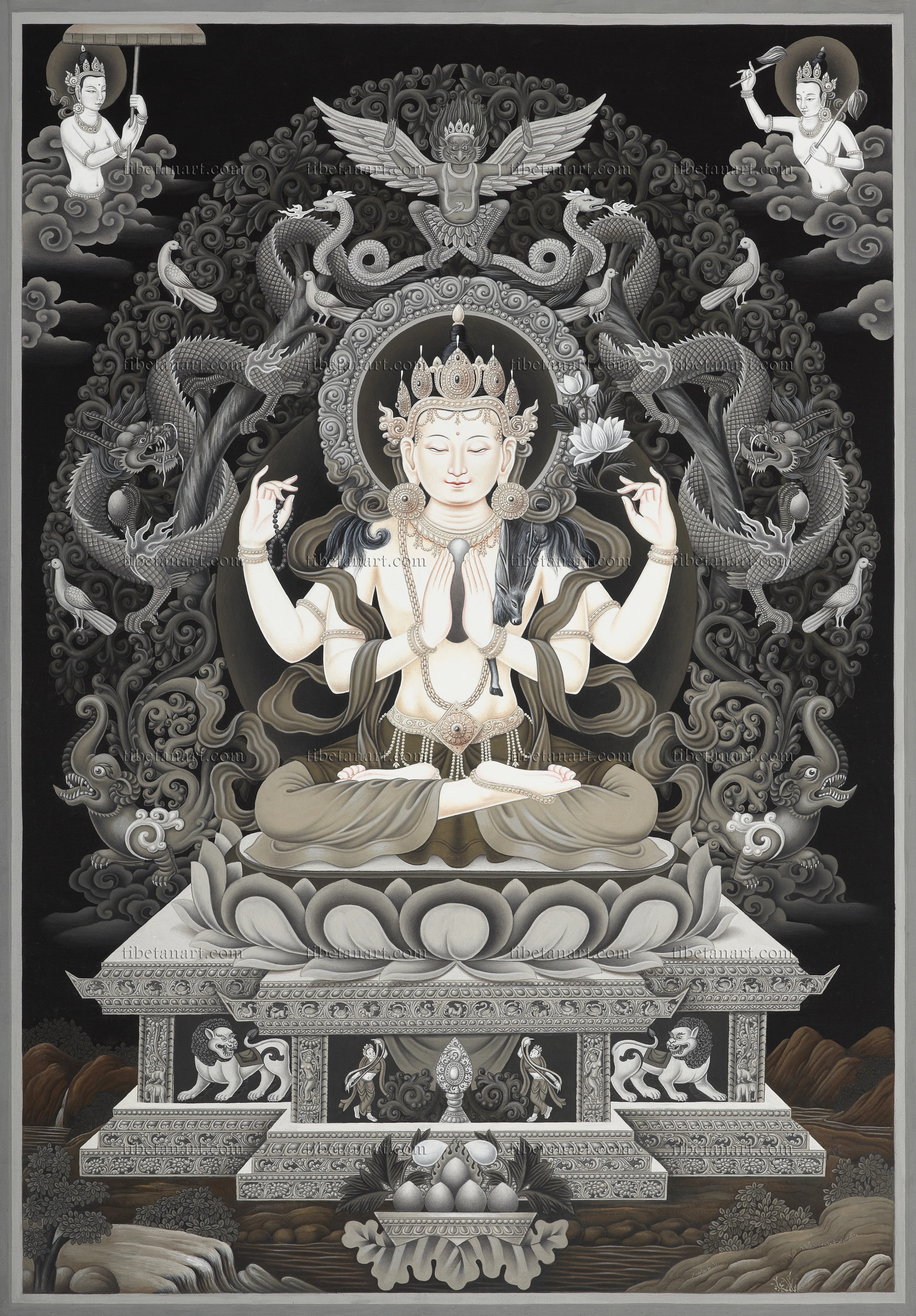 B/W Four-armed Avalokiteshvara